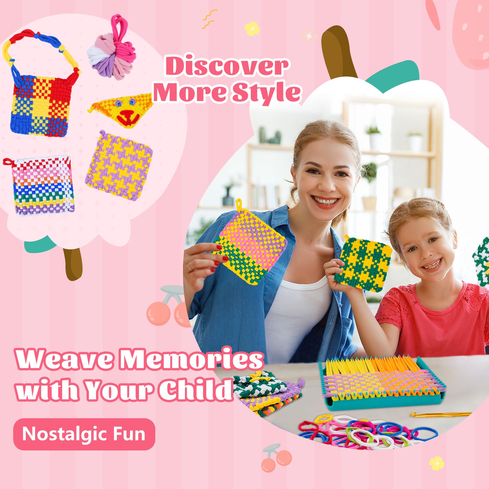 Kids Weaving Loom Kit - Make Potholders & More! -5