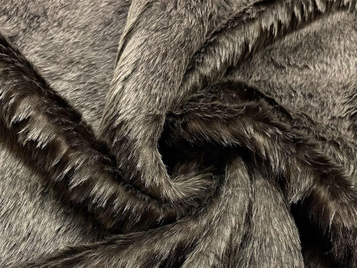 Crs Fur Fabrics Multi Super Luxury Short Plush Faux Fur Fabric Material Taupe Wolf 1/8Mtr