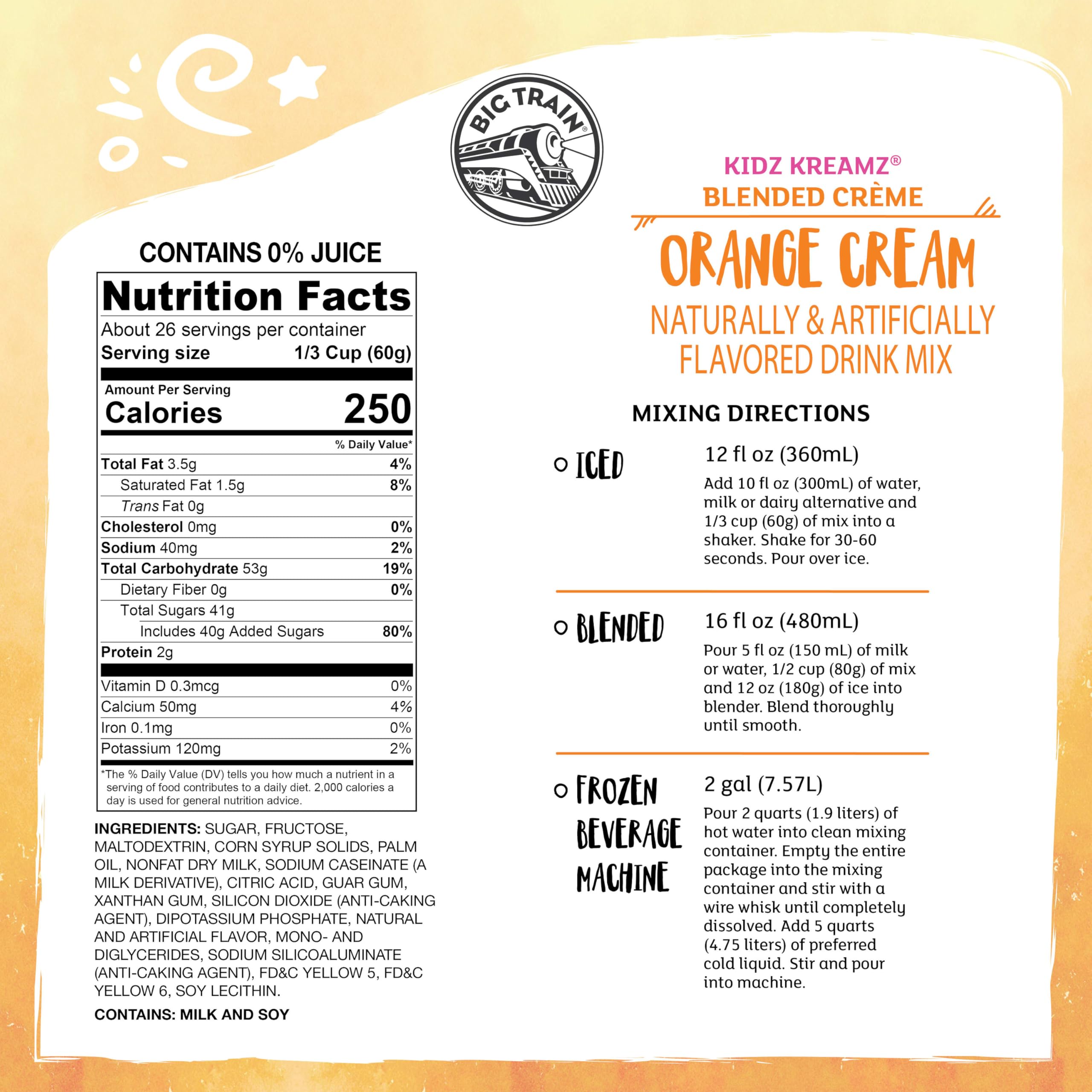 Amazon.com : Big Train Kidz Kreamz Orange Cream Blended Beverage