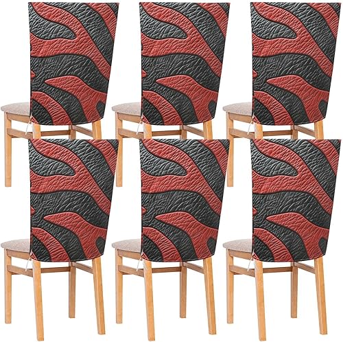 Fundas protectoras decorativas con textura de piel burdeos para taburetes de aula, antipolvo, fundas de asiento para sillas de comedor, 6 sillas,