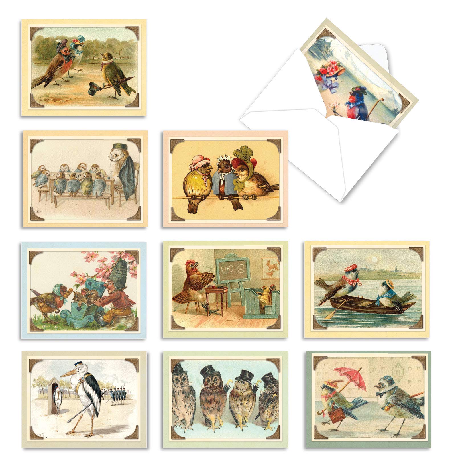 The Best Card Company10 Bird Note Cards Blank (4 x 5.12 Inch) - All Occasion Cards with Envelopes, Boxed Set - Sweet Tweets M2344OCB