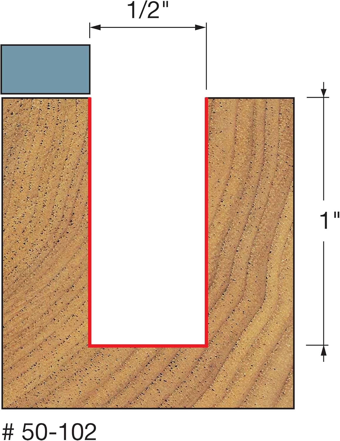 Freud 50-102: 1/2" (Dia.) Top Bearing Flush Trim Bit - Freud Router Bit - 