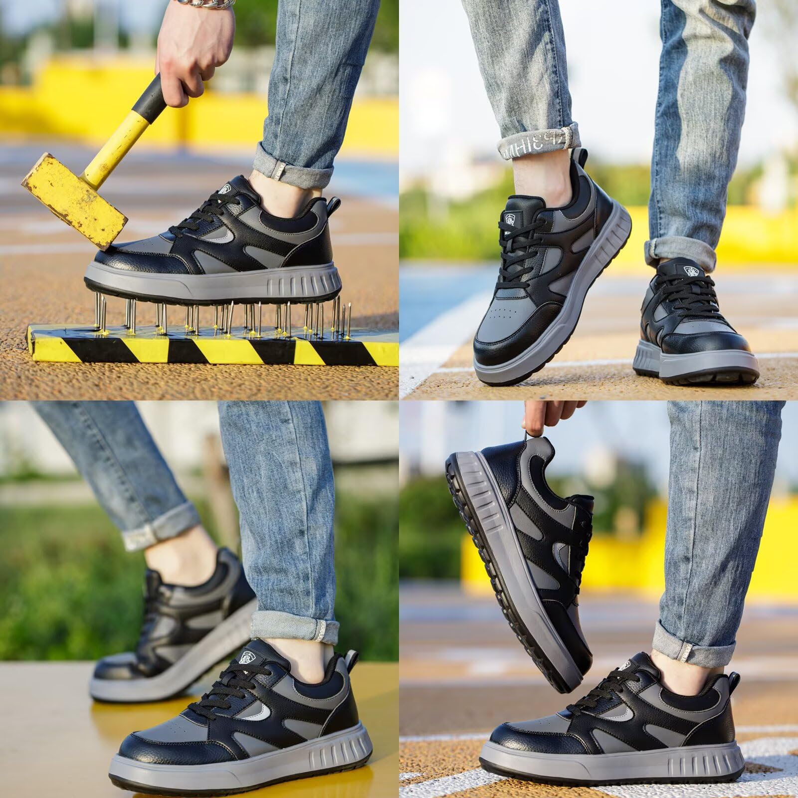 Zapatos de Seguridad para Hombre Mujer Ligeros Calzado de Seguridad con Punteras de Acero Comodo Zapatillas Trabajo Antideslizantes