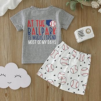 Honganda Baby Boy Baseball Outfit Set - 2-Piece T-shirt & Shorts For Toddlers 0-3 Years