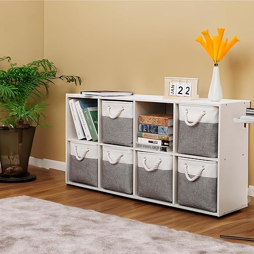 Miniatura 2 de Contenedores de almacenamiento de tela, cubos de almacenamiento de 11 pulgadas con asas, contenedores organizadores de almacenamiento de 11 x 11