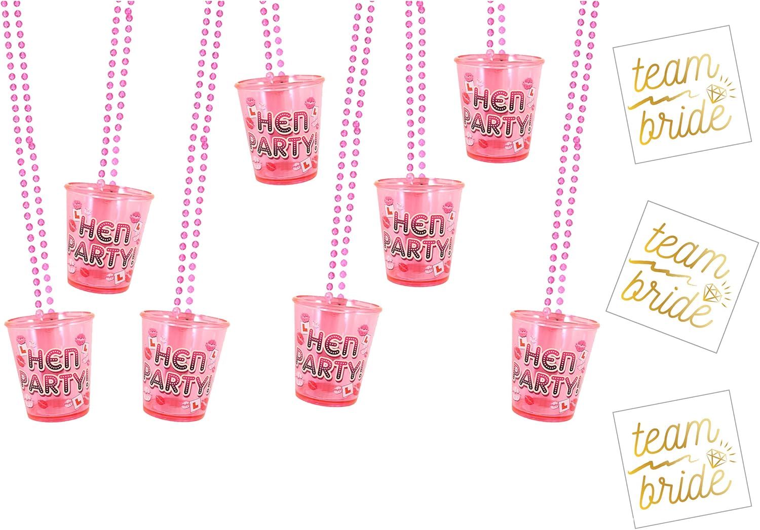 18 Hen Party Shot Glasses with Free 18 Team Bride Tattoos Hen Night