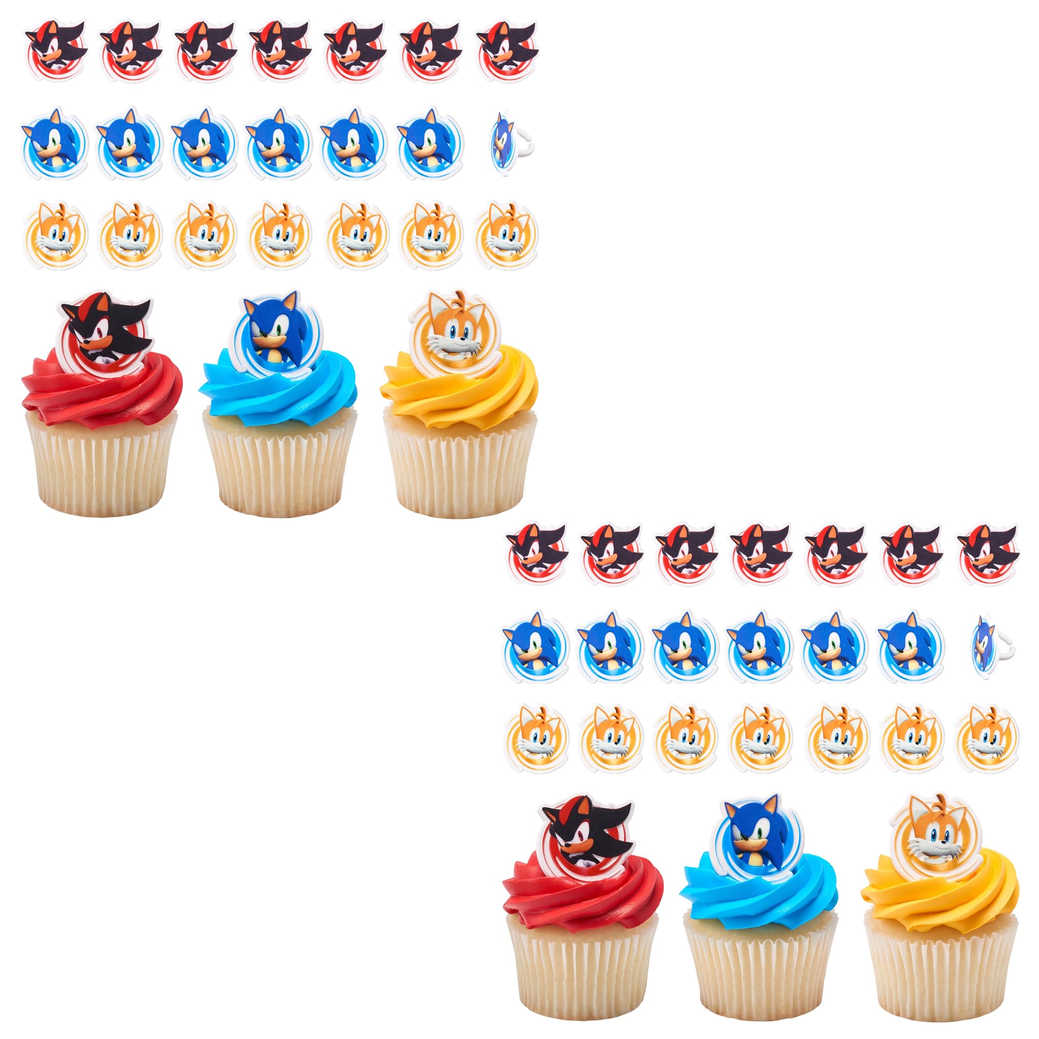Sonic the Hedgehog Cupcake Rings - 24 Pack -11