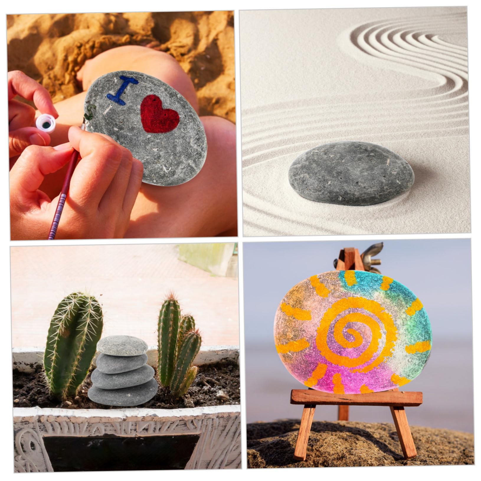 DOITOOL 9 Pietre Piatte per Decorazione Giardino e Artigianato, Superficie Liscia per Pittura, Adatte Uso Interno ed Esterno, per Artisti e Principianti