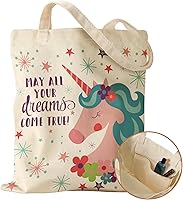 Vista 9 de Canvas Tote Bag with Pocket - Aesthetic Cute Canvas Bag for Women Shoulder Totes for Shopping, Work, Gym