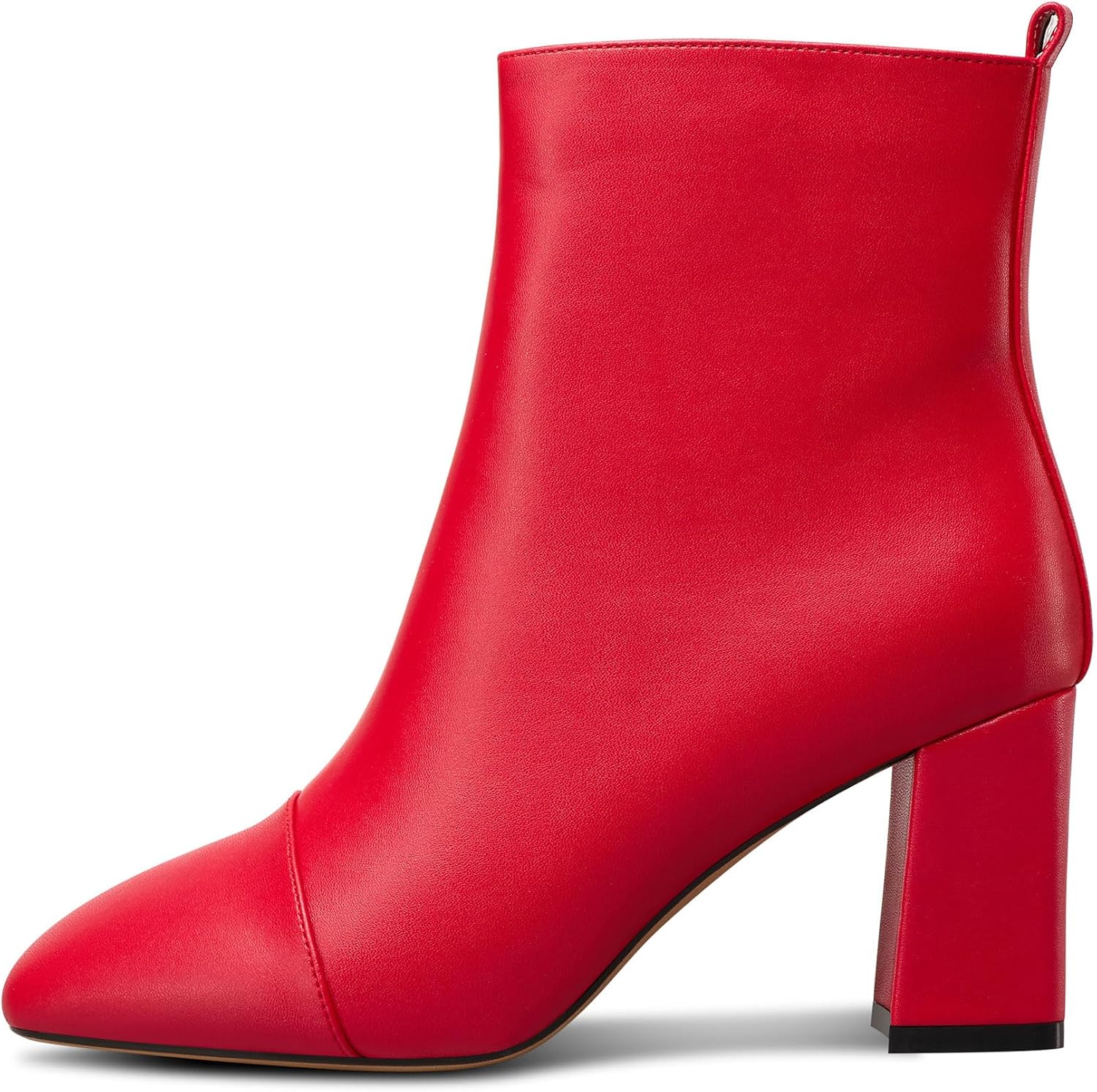 Saekcted Womens Chunky Block Mid Heel Square Toe Ankle Boots Short Bootie Zipper Slip-on Patchwork Dress Office Basic Classic Winter 3.2 Inches Heels