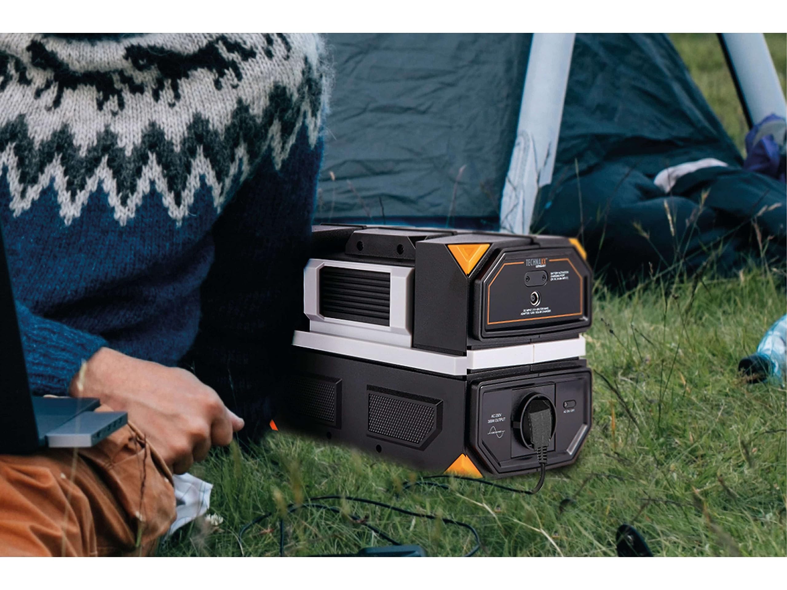 Centrale elettrica Technaxx da 300W con presa 230V, 3 porte USB, 12V per auto, capacità della batteria 315Wh per esterni, viaggi e campeggio –Onda sinusoidale pura, centrale elettrica portatile TX-201