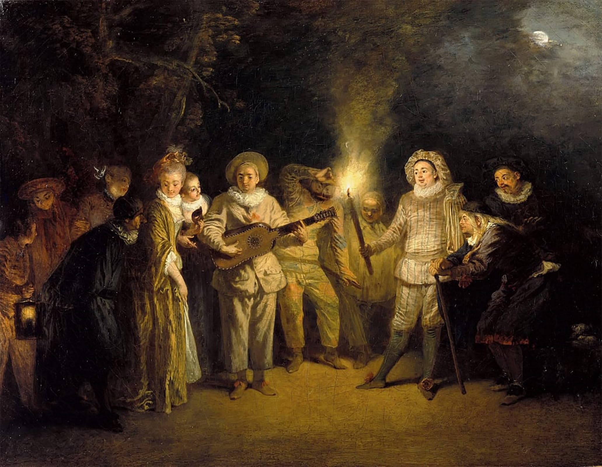 POSTERIIk Vintage Print Pop Art Landscape Artwork the Italian Comedy After by Jean Antoine Watteau Art Prints for Office Home Decor 60x90cm