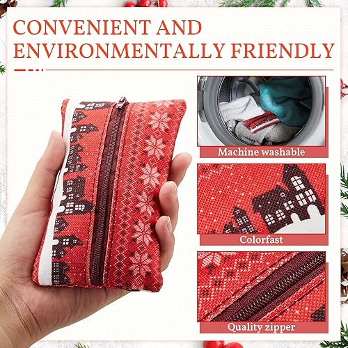 Miniatura 5 de Sherr 5 piezas de pañuelos para bolso, bolsillo para pañuelos, reutilizable, bolsa de pañuelos de viaje, cremallera cerrada, tamaño pequeño, patrón