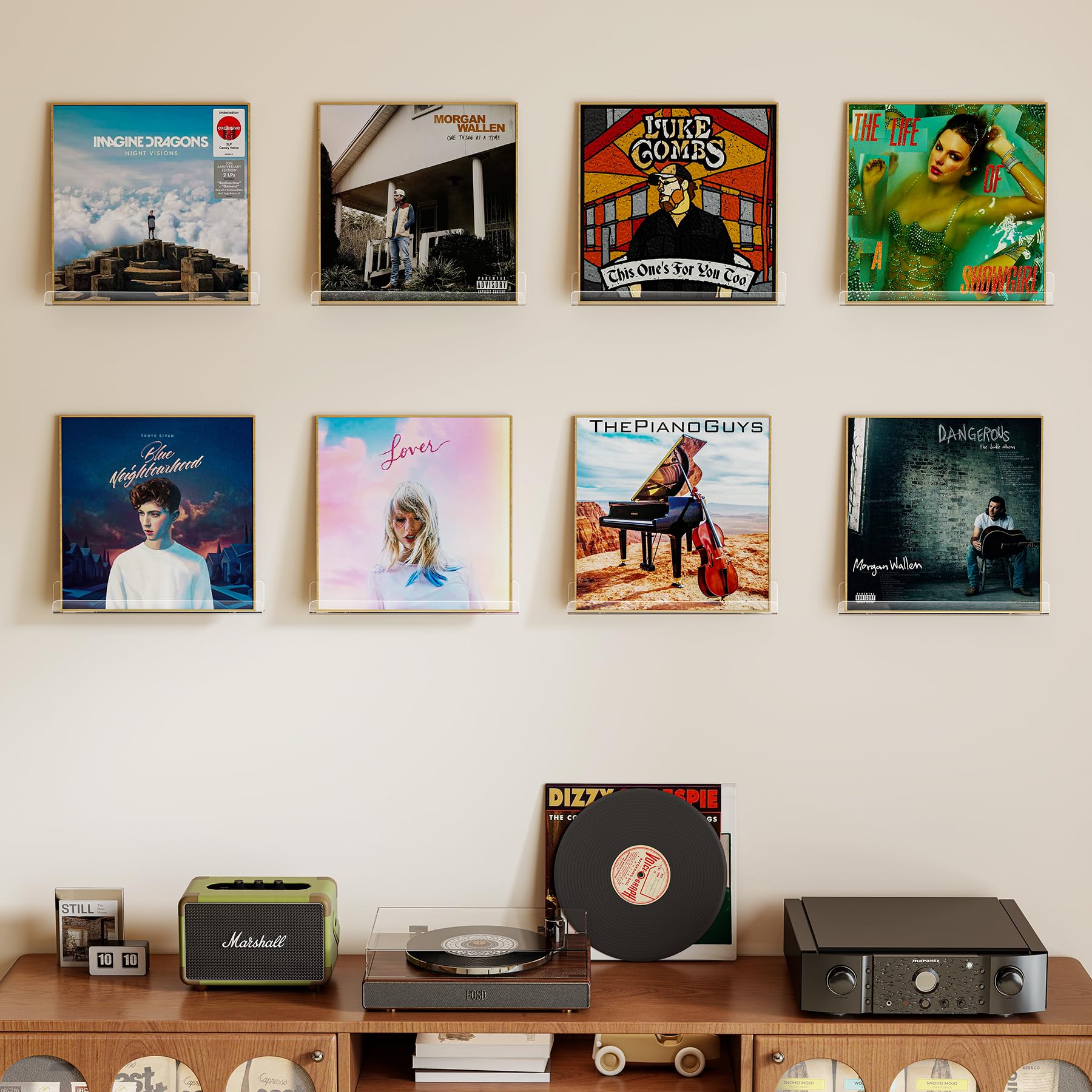 Laurensory Paquete de 8 soportes de pared para discos de vinilo de 12 pulgadas