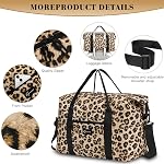 Sac à bandoulière pour les voyages 18x14x8 Sac de voyage pliable, petits sacs de nuit pour les femmes, 40L Sac de sport imperméable pour hommes avec compartiment informatique, imprimé Leopard