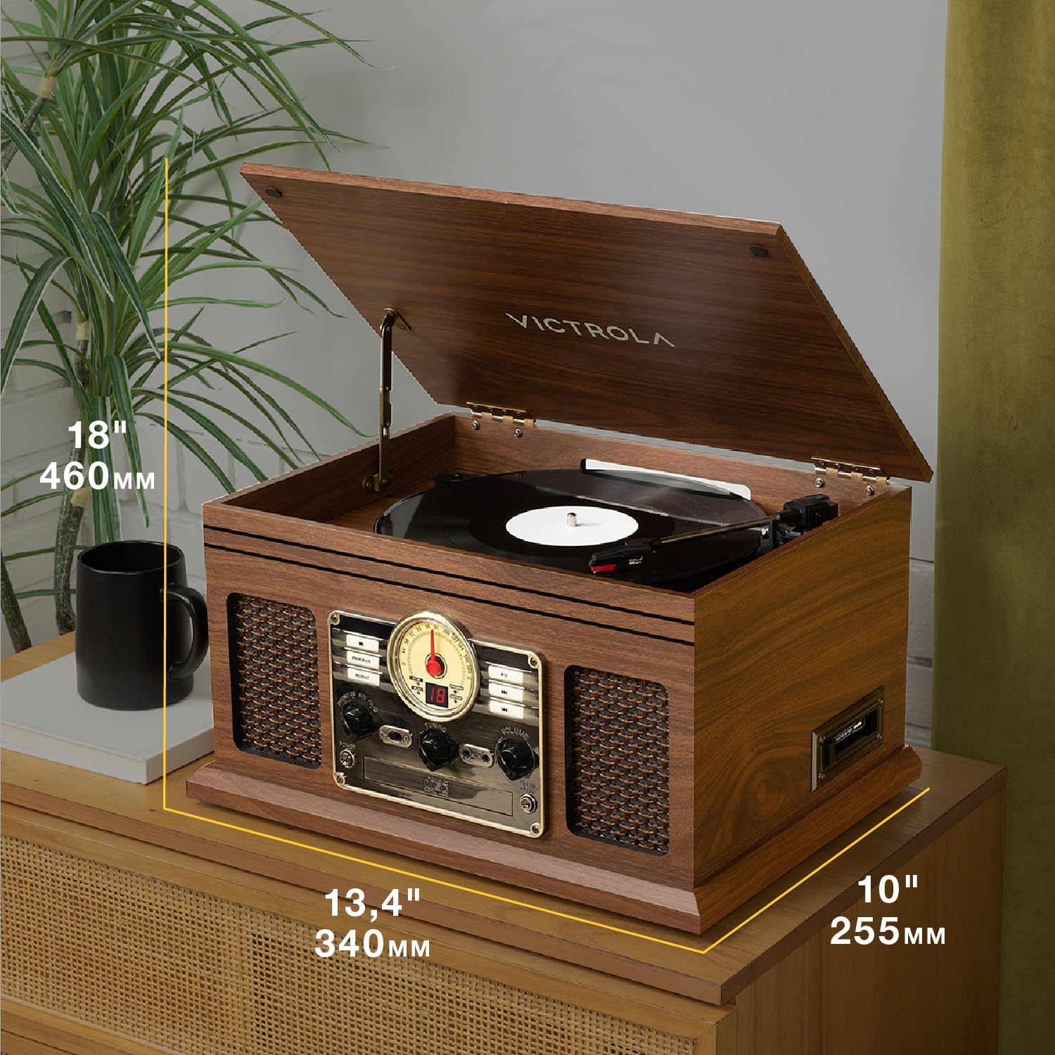 Victrola Classic Chaîne Stéréo 6-in-1 Platine Vinyle Bluetooth - Acajou