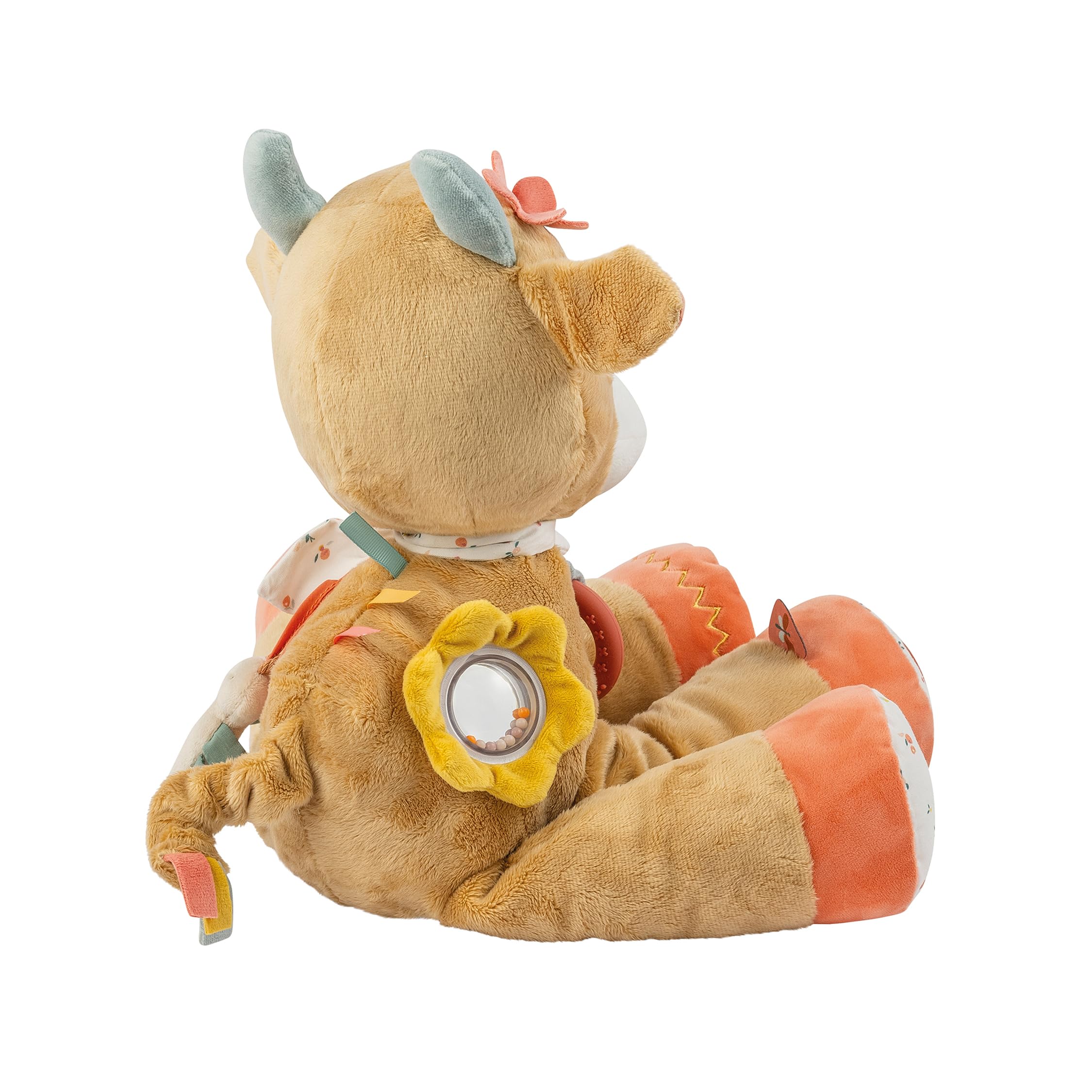 Nattou Peluche con Attività, Poliestere, Mucca Mila con Sonaglio, Specchietto e Molto Altro, Ca. 45 cm, Mila, Zoe e Lana, Beige