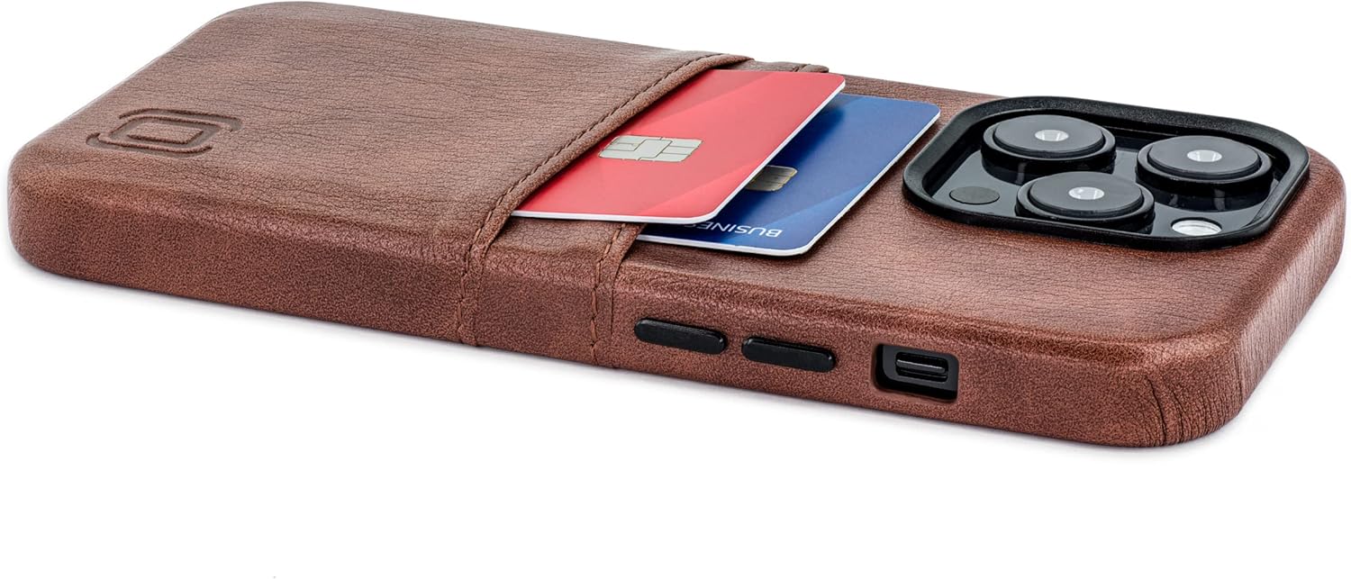 Dockem Card Case for iPhone 14 Pro with Built-in Metal Plate for Magnetic Mounting & 2 Pockets: Exec M2 Premium Synthetic Leather Wallet Case (iPhone 14 Pro, Brown) - Image 8