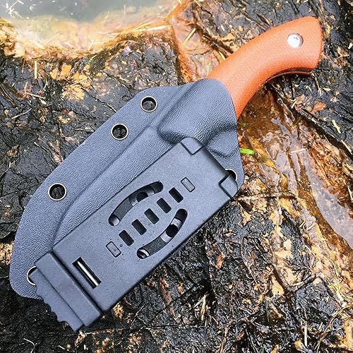 Miniatura 7 de WATCHMAN WF220 EDC Cuchillo de hoja fija 14C28N Mango de micarta de acero con vainas Kydex para actividades al aire libre Camping (marrón)