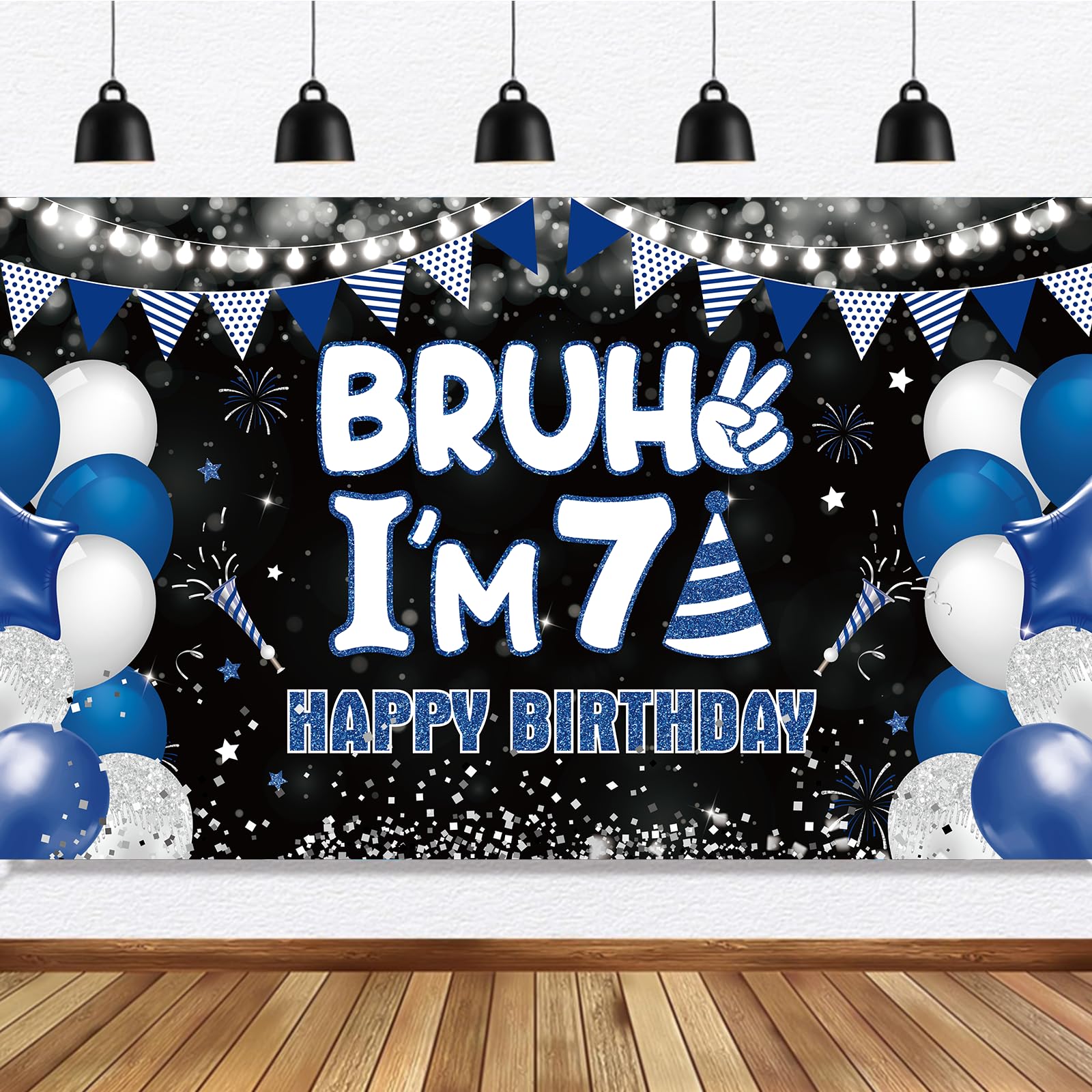 7th Birthday Decorations Banner for Boys Bruh I'm 7 Backdrop Funny Teenage Bday Banner Teen Boy 7th Bday Decor 5.9x3.6ft Happy 7 Years Old Birthday Party Supplies — image 1