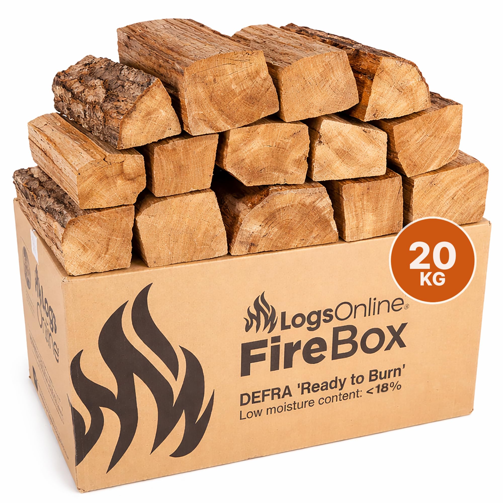 Kiln Dried Oak Firewood Logs – 20kg – Under 20% Moisture – for Wood Burner, Pizza Oven, Fireplace, Fire Pit, Chiminea and Wood Burning Stove