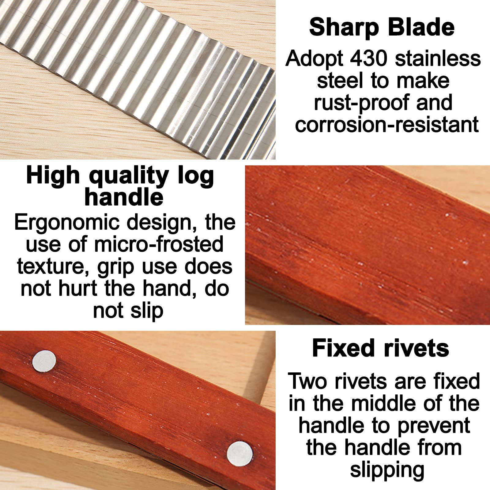 Tagliapatate A Lama Ondulata - Per Patatine Fritte E Verdure - In Acciaio Inox