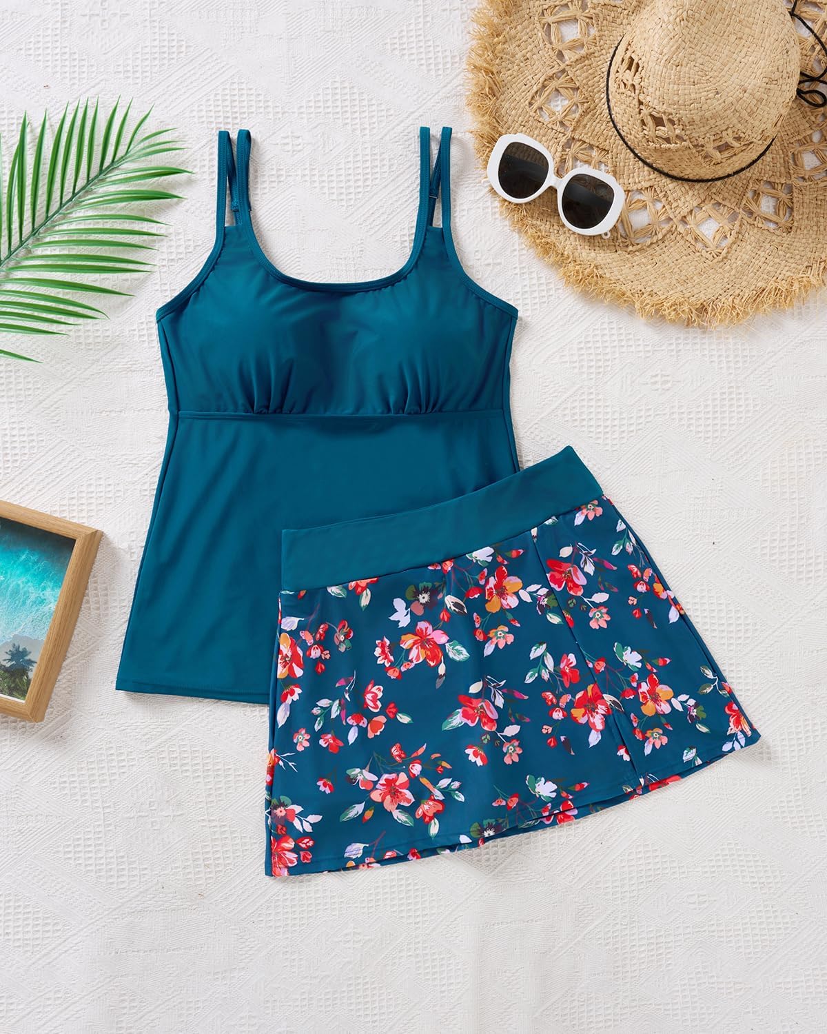 Women Tankini Swimsuits with Skirt - Two Piece Tummy Control Bathing Suit with Pockets Loose Fit 2025 Swimwear - Image 5