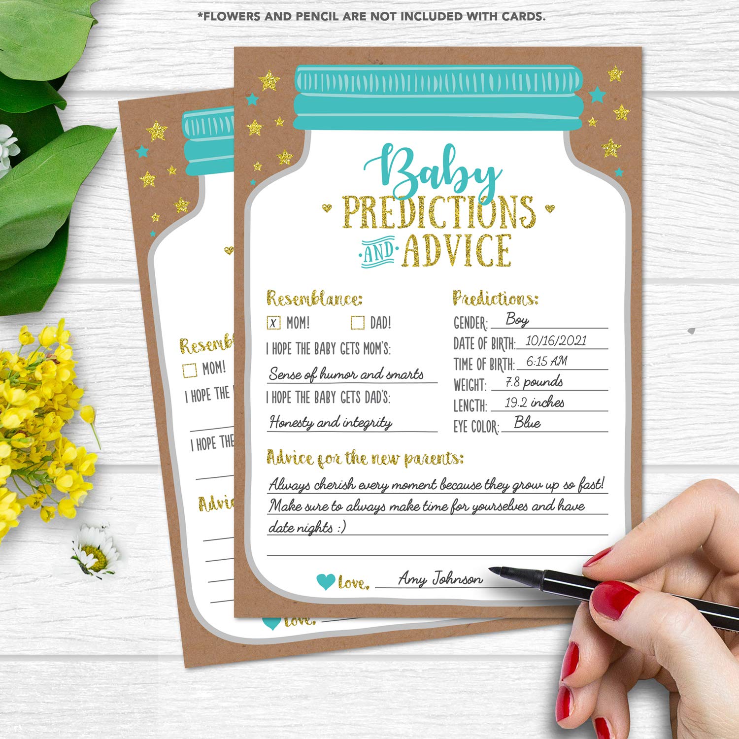 Buy Neatz 50 Mason Jar Baby Shower Prediction and Advice Cards Gender