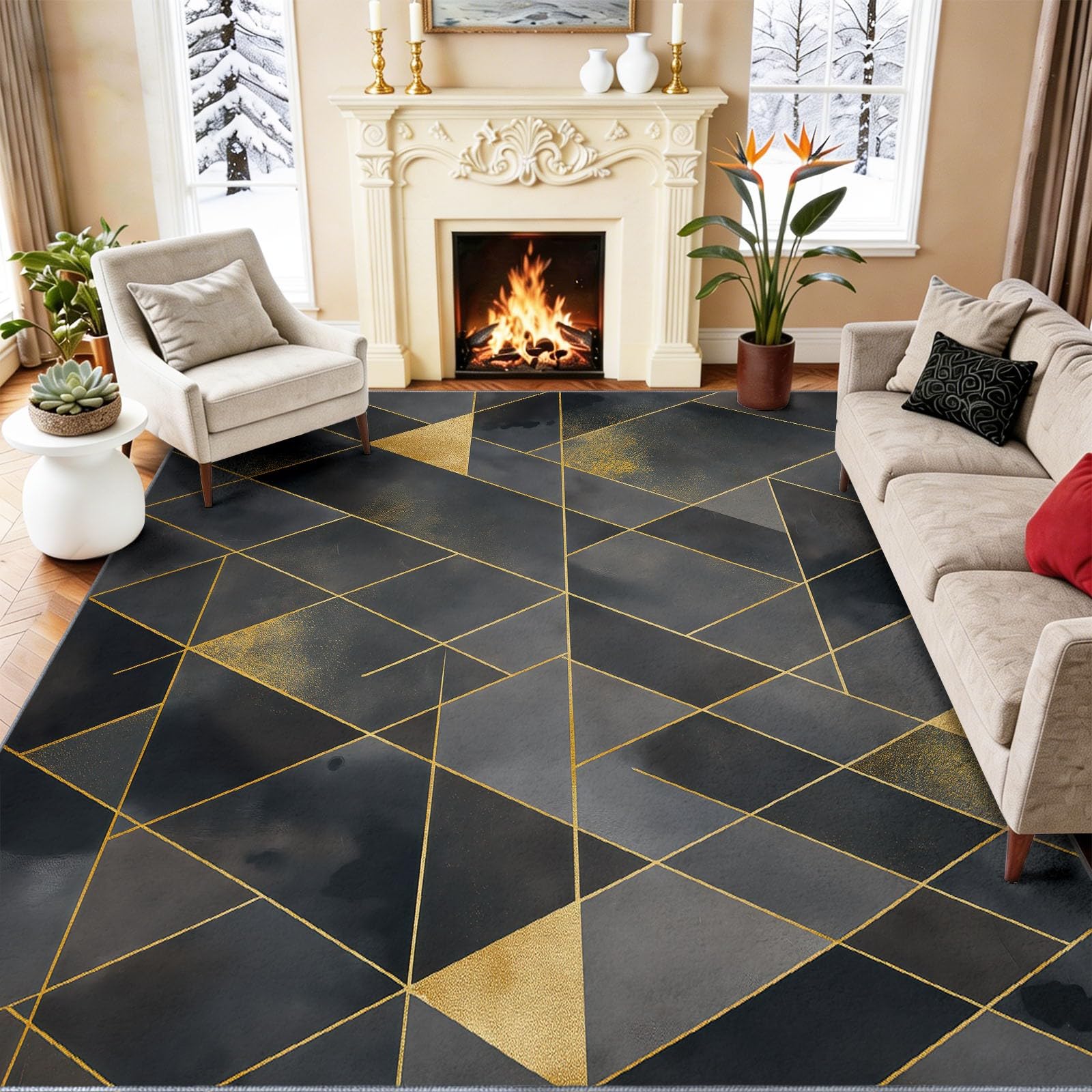 Tapis de salon lavable anti-glisse pour sécuriser la chambre à coucher