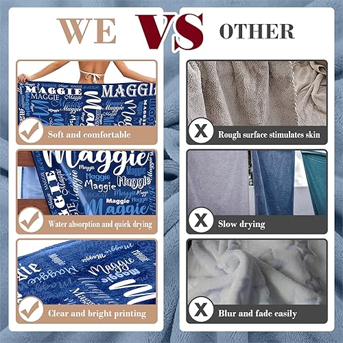 Miniatura 4 de NIBESSER Toallas de playa personalizadas con nombres para niños y adultos, microfibra de secado rápido, toalla de playa de viaje personalizada sin