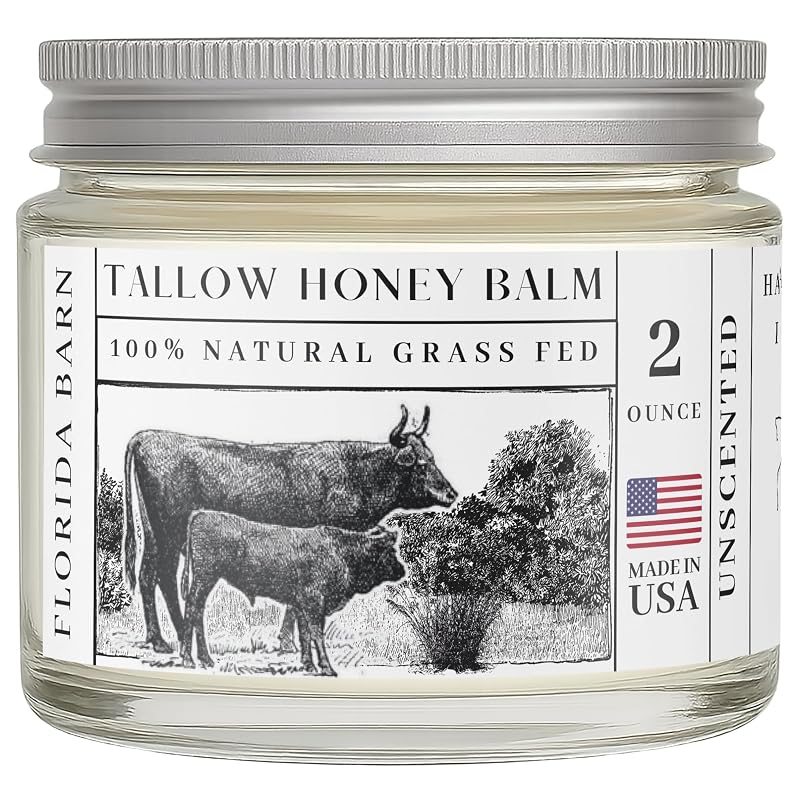 Bálsamo facial e corporal com sebo bovino, mel orgânico e óleo de rícino Florida Barn, 56 g