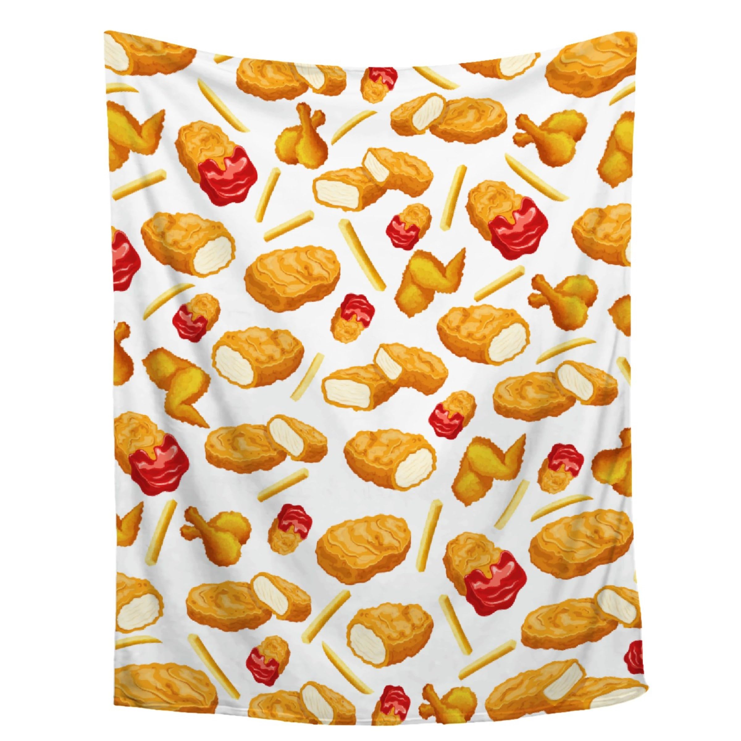 ZHONGKUI Chicken Nugget Blanket,Dino Nugget Blankets Gift Soft Cozy Plush Bedding Blanket,Fuzzy Flannel Fleece Ketchup Blanket for Couch Sofa Camping,30