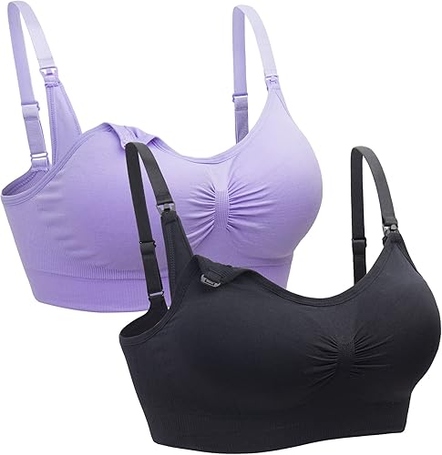 Suekaphin Paquete de 2 brasieres de maternidad para embarazo, mujeres que amamantan y duermen cómodamente con extensores