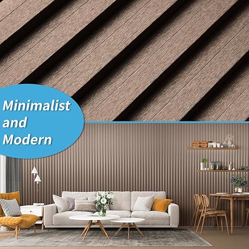 Miniatura 2 de Art3d Paquete de 8 paneles de pared de listones de 104 x 6.7 pulgadas, paneles de pared 3D WPC con acabado de metal brillante, paneles 3D para