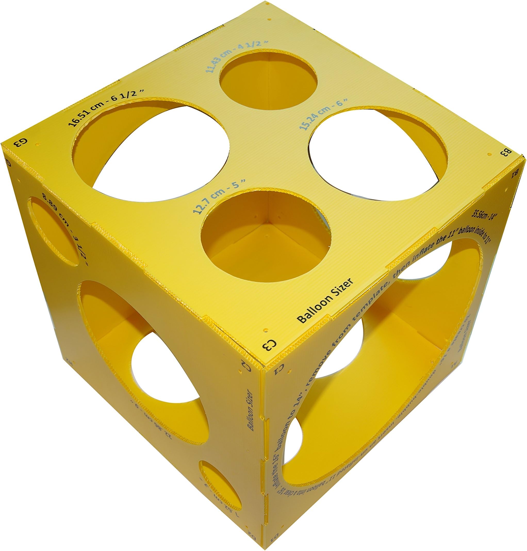 13 Holes Collapsible Plastic Cube Balloon Sizer Box From 3" - 14"