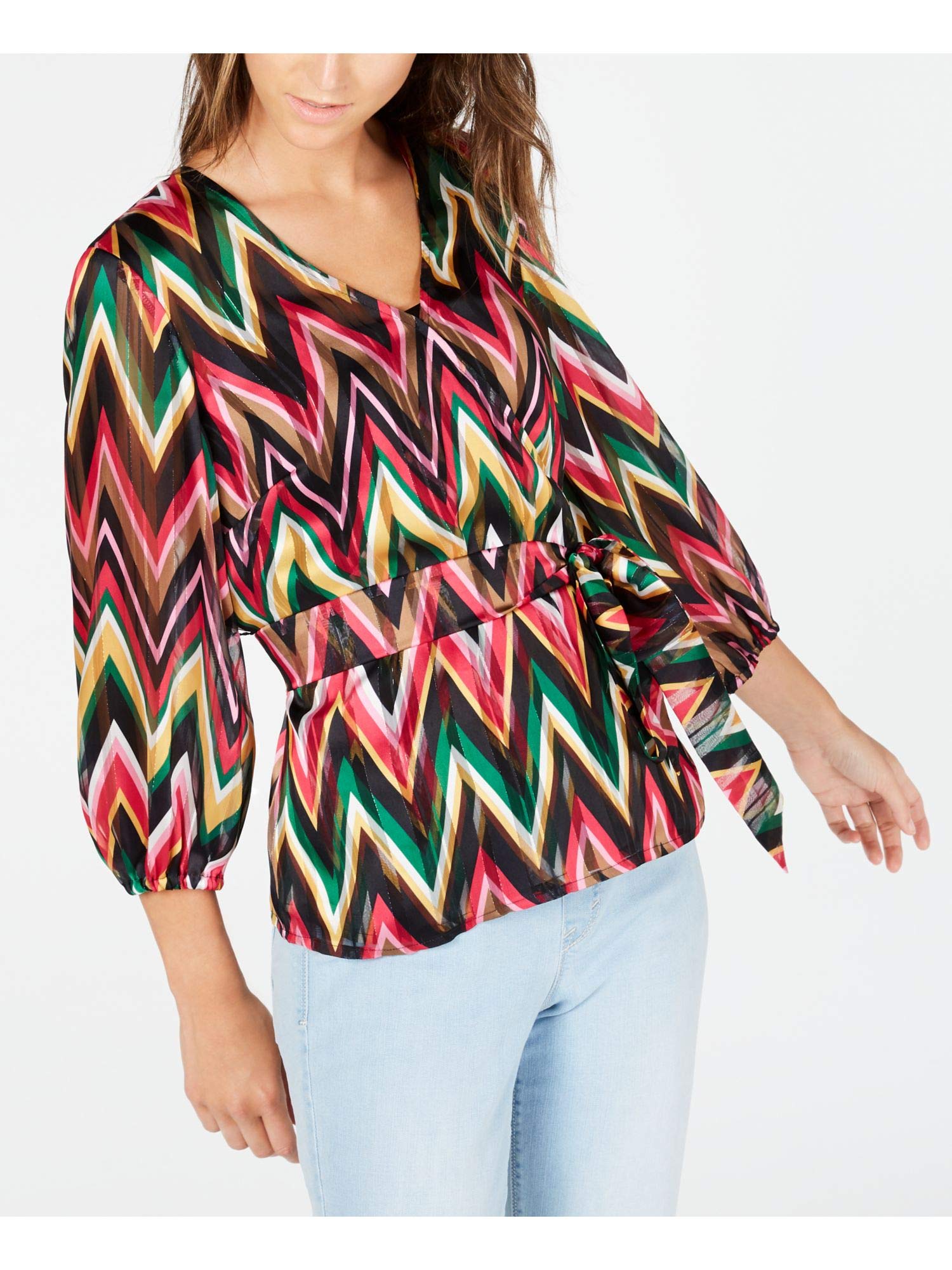 INC International Concepts Women's Chevron Wrap Blouse