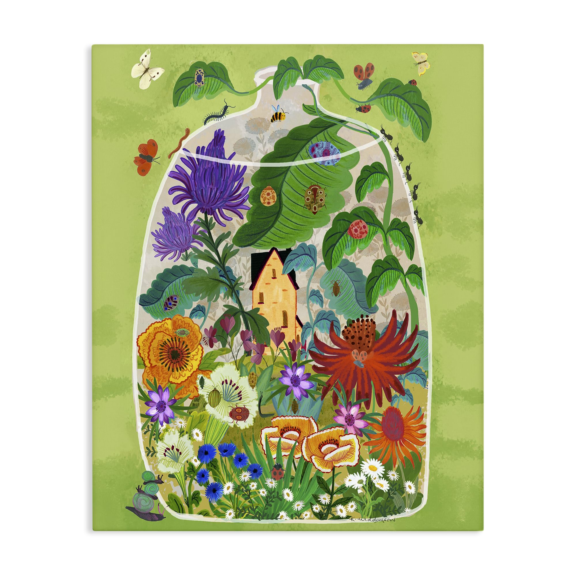 Terrarium Bug Garden Botanical, 16 x 20 Inch Canvas Wall Art