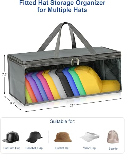 Miniatura 2 de Epesoware Organizador ancho de 2 piezas para gorras de béisbol con 2 asas, almacenamiento de sombreros, soporte plegable para sombreros para el