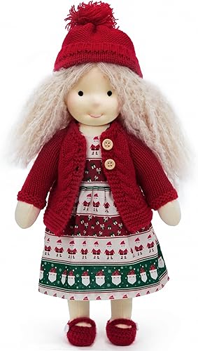 Waldorf Doll - Muñeca de trapo hecha a mano, muñeca de peluche personalizada para coleccionistas para niños, regalo de cumpleaños con hermosa caja