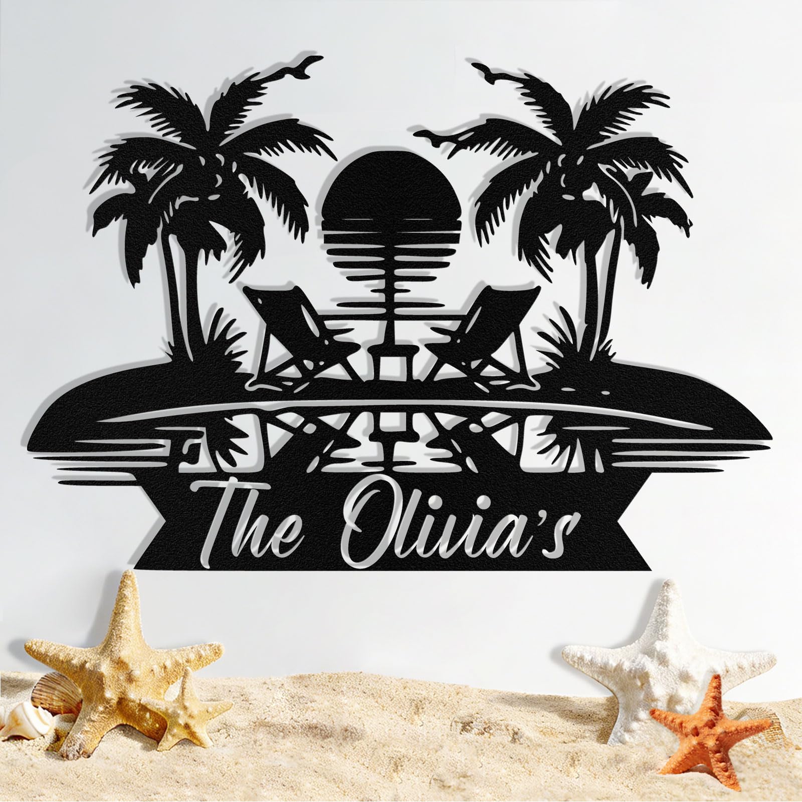 Custom Metal Beach Sign, Personalized Beach Sign Wall Decor for Outdoor