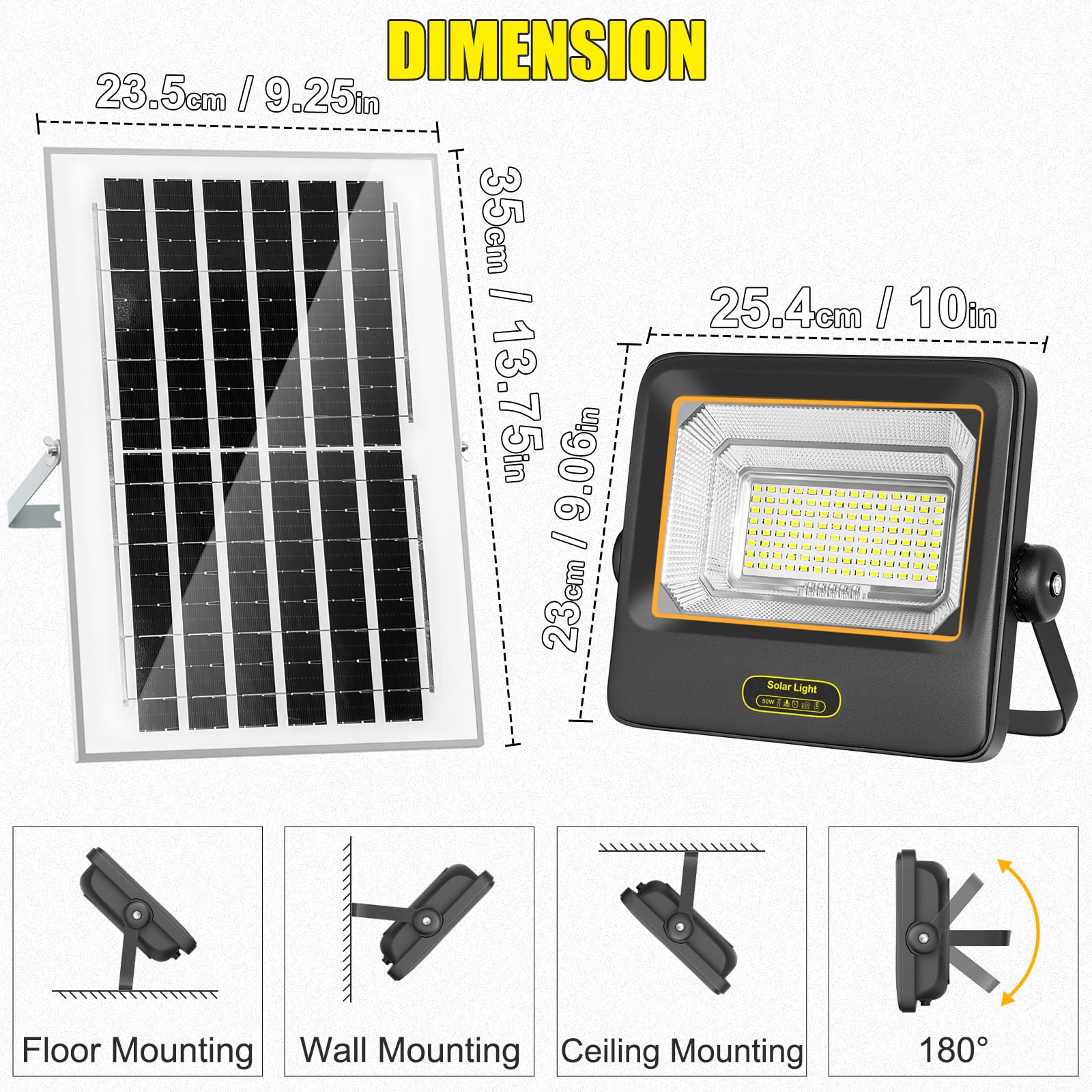 200W Focos LED Exterior Solares con Control Remoto,Indicador de Batería,7 Modos,IP67 a Prueba de Agua con Cable de 4.2m,Luz Solar Exteriorpara Garaje,Jardín,Puerta de Entrada,Patio y Césped