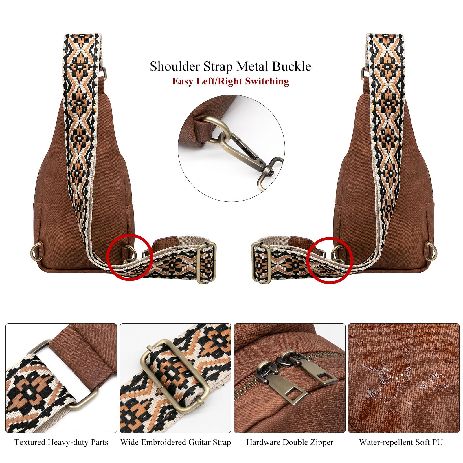 Long Keeper Zaino Monospalla Piccolo Pelle Borsa Viaggio Porta Cellulare, Borsa Monospalla Donna Similpelle Zainetto Marsupio Piccolo Sling Bag per Donna Uomo