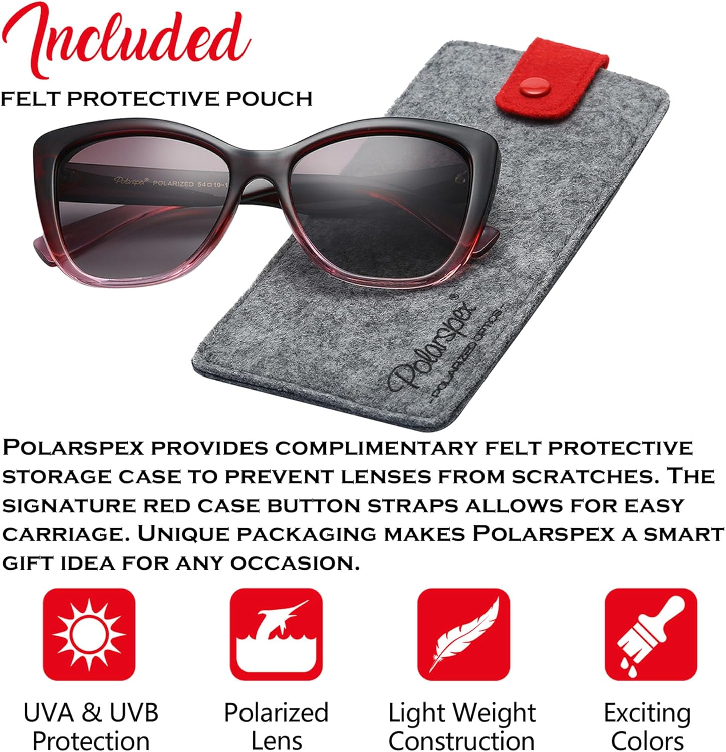 PolarSpex Polarized Cat Eye Sunglasses for Women – Oversized UV400 Celebrity Fashion Sun Glasses for Beach or Driving - Image 2