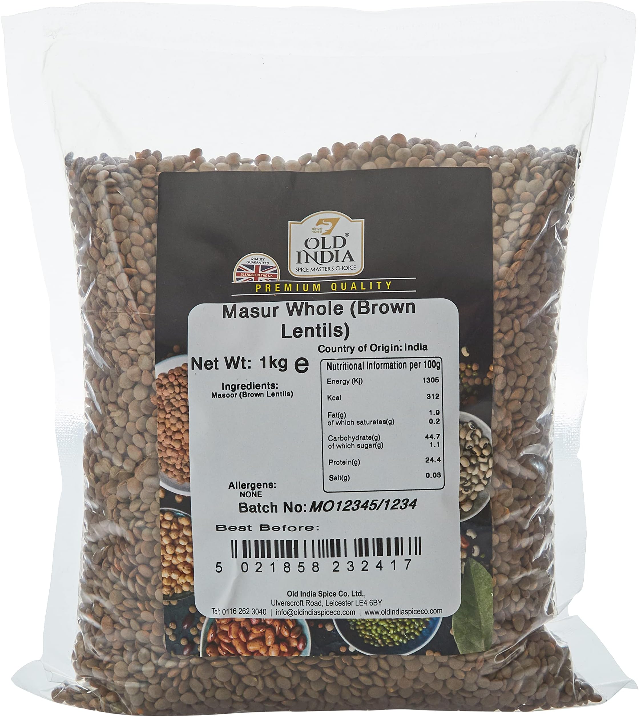 Old India Masur Whole (Brown Lentils) 1kg