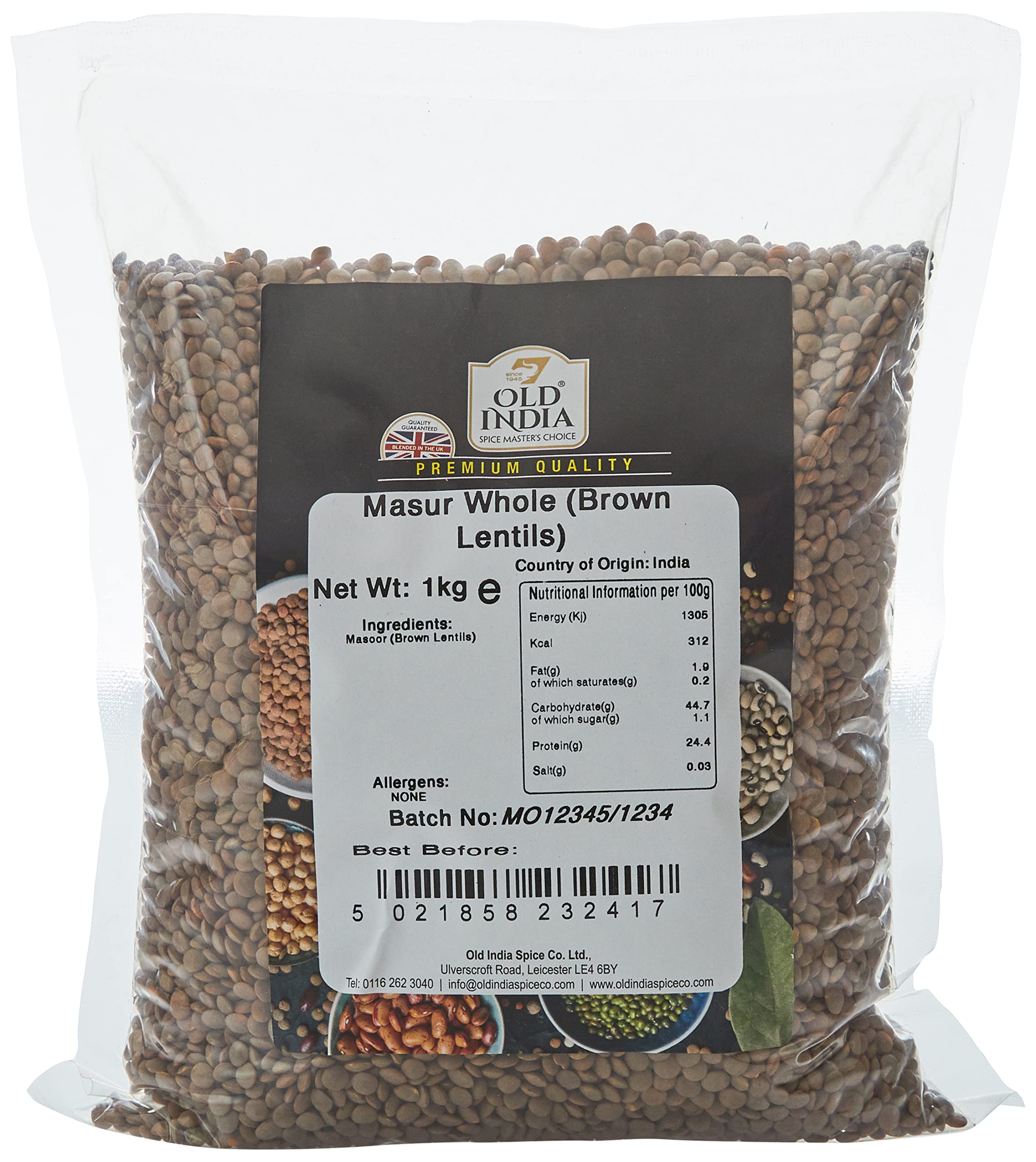 Old India Masur Whole (Brown Lentils) 1kg