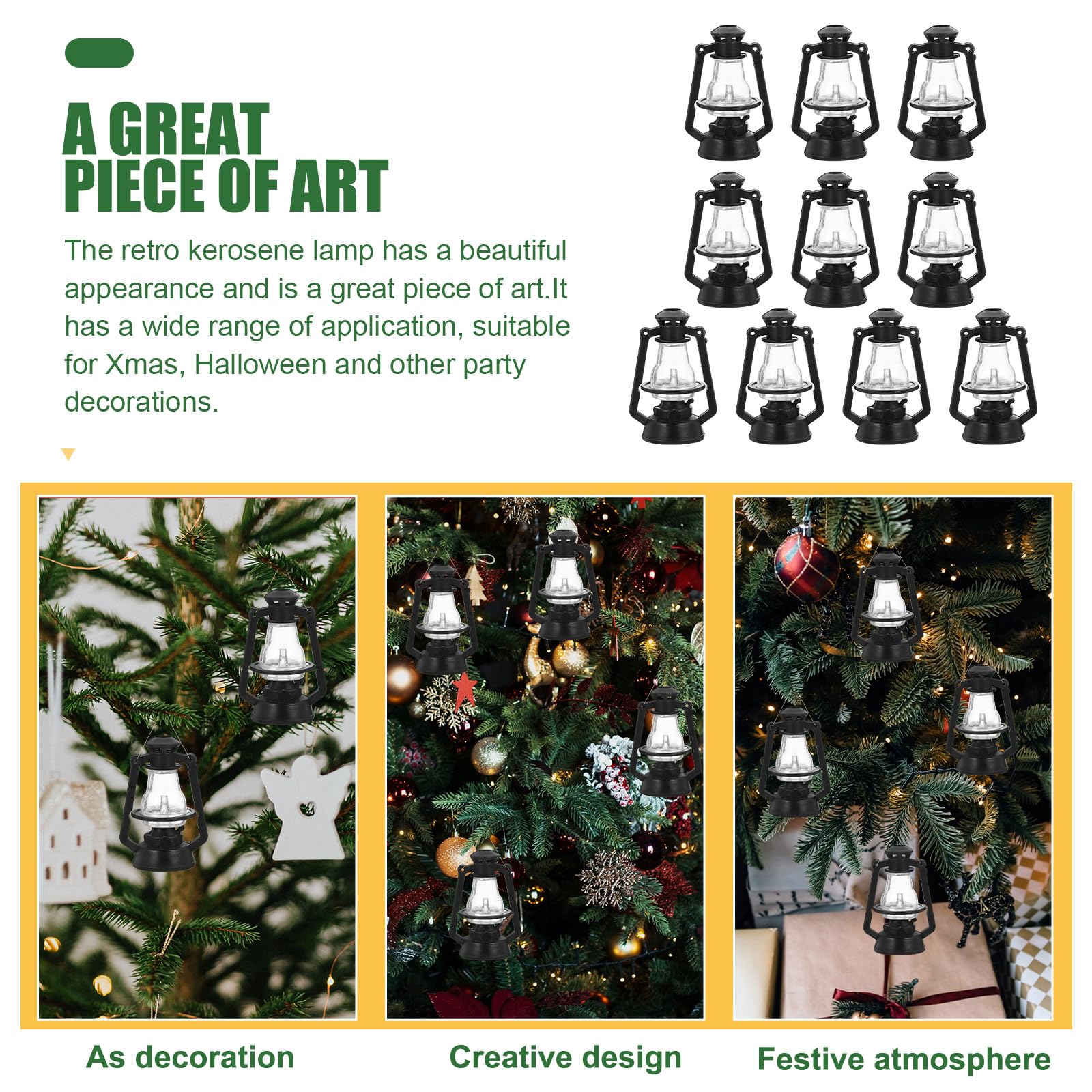 ifundom 10Pcs Miniature Lantern Mini Hanging Kerosene Lamp Oil Lamp Lantern Micro Landscape Ornament for Dollhouse Christmas - Image 4