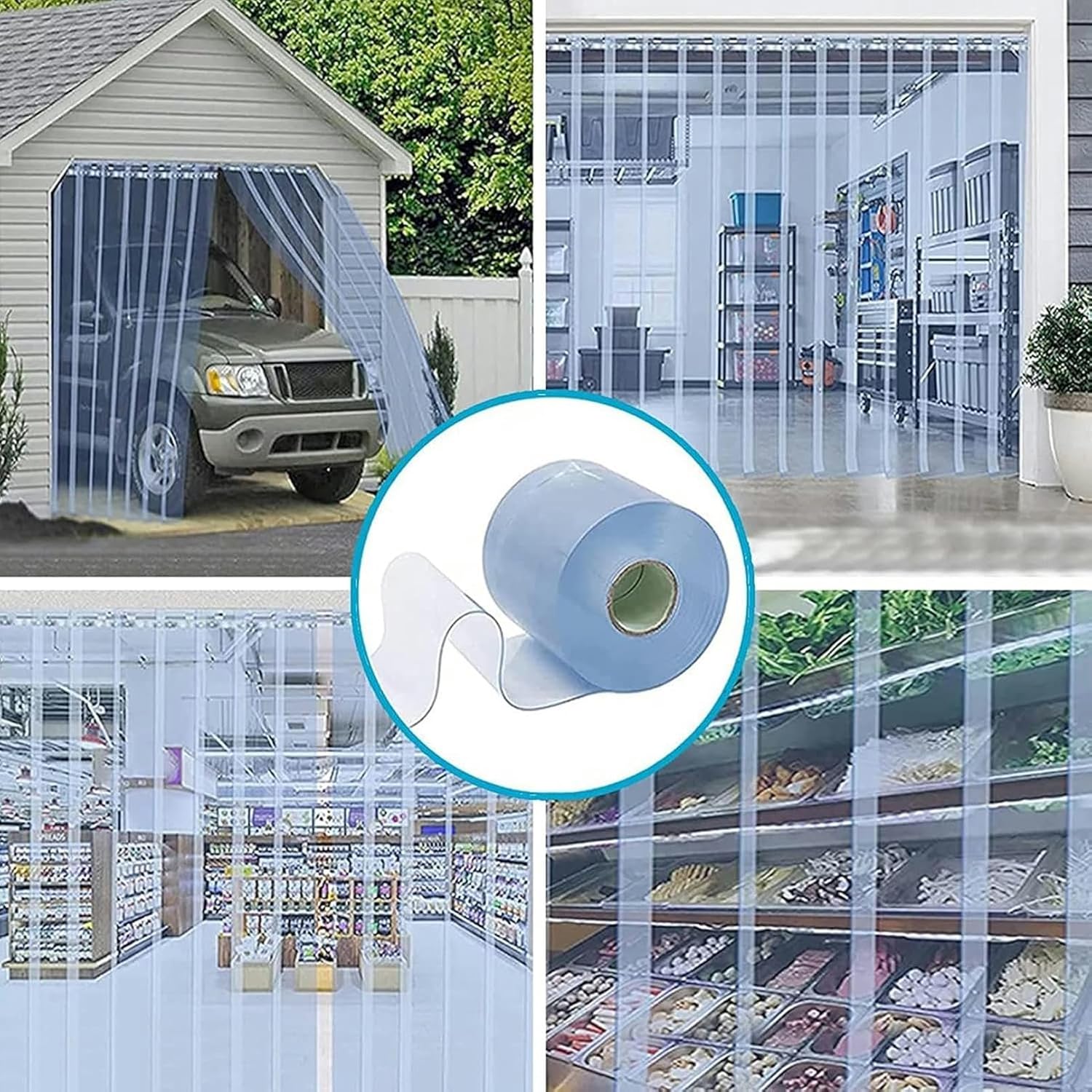 Walk in Cooler Transparent PVC Plastic Door Strip Curtain for Commercial Walk, Warehouse, Garage, Gate, Rooms, Doorway, Garage Insulated Vinyl Door Strips