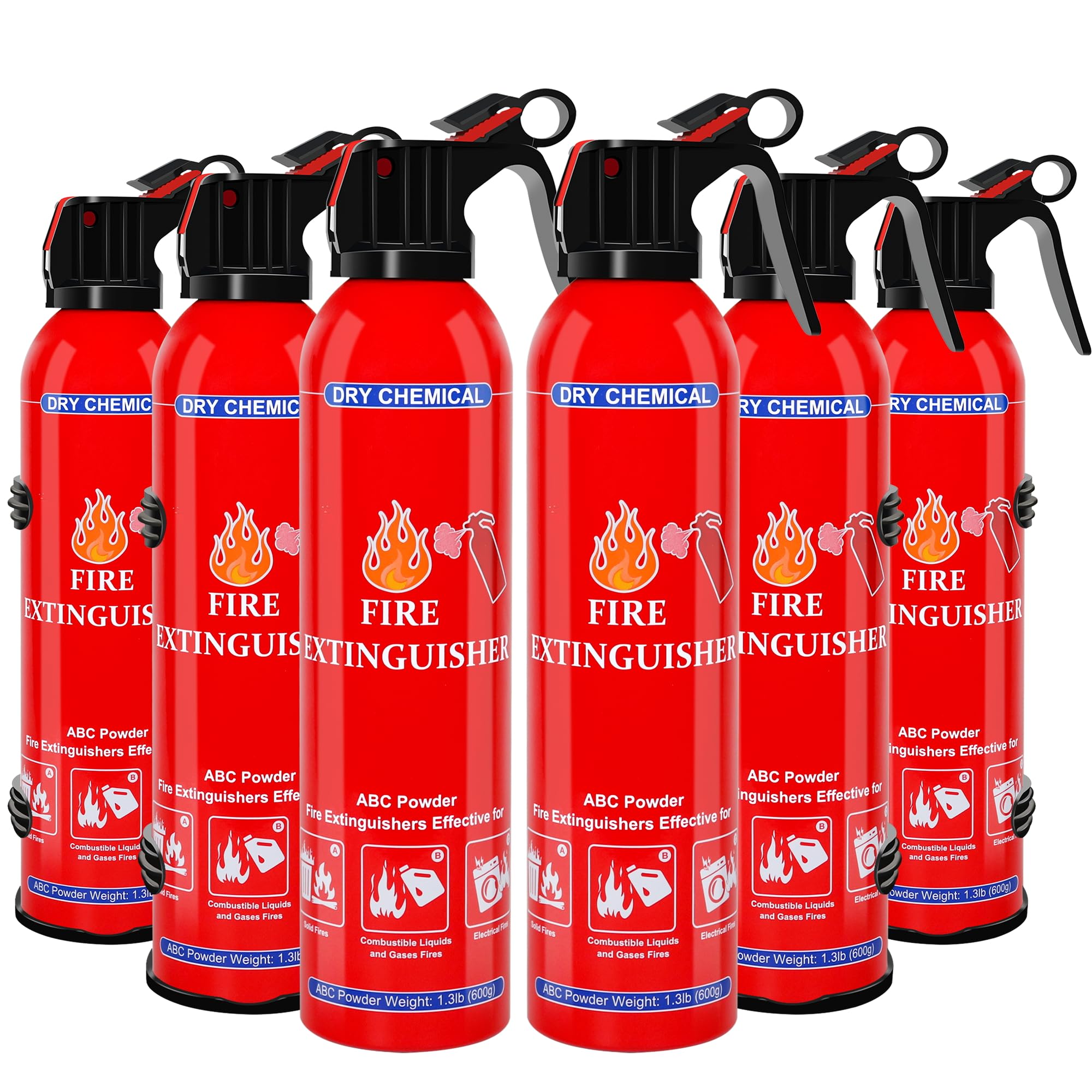6 Pack ABC Dry Chemical Fire Extinguisher - Portable Fire Spray with Mounting Bracket for Home Kitchen Car Boat RV &amp; Business - Compact Non-Toxic Safety Device