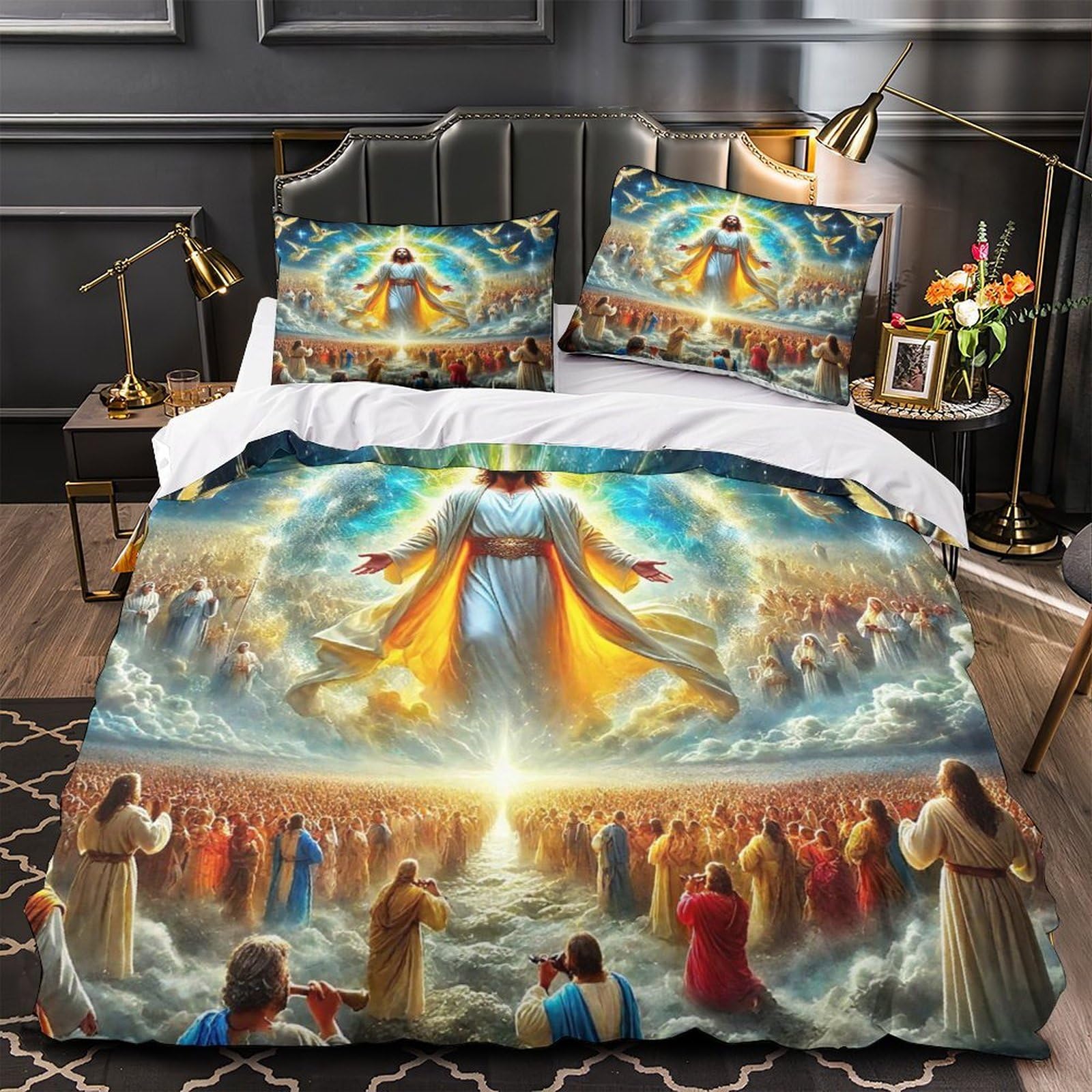 Parure de lit Jésus motif espoir et amour pour chambre adulte
