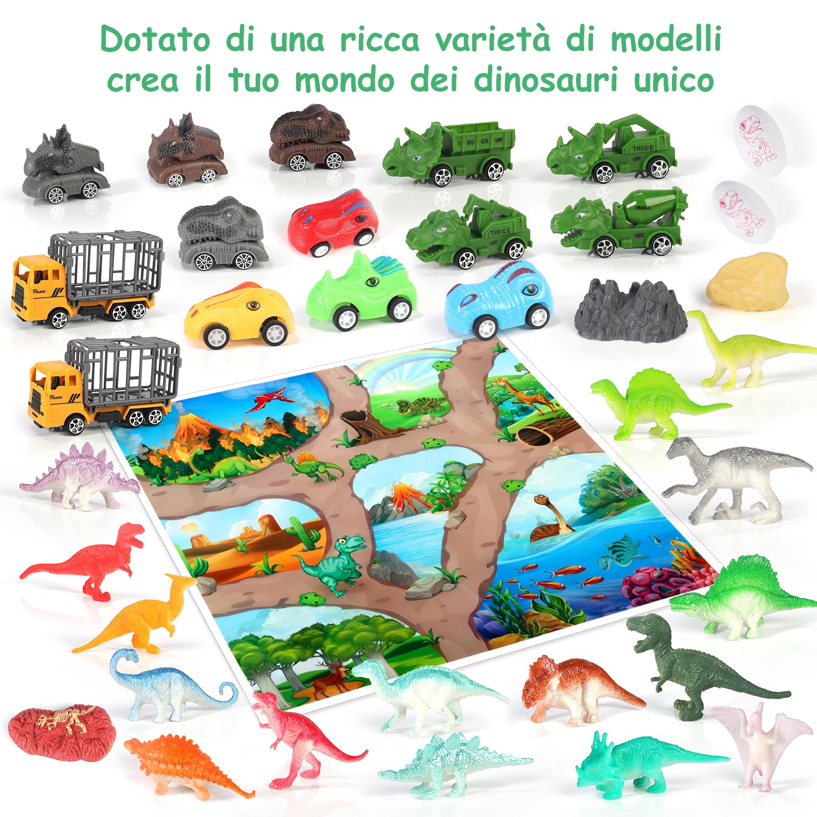 Calendario Avvento 2025, Calendario Avvento Bambini Dinosauri con 16 Dinosauri Unici, Giocattoli a Sorpresa a Forma di Dinosauro per Bambini dai 3 Anni